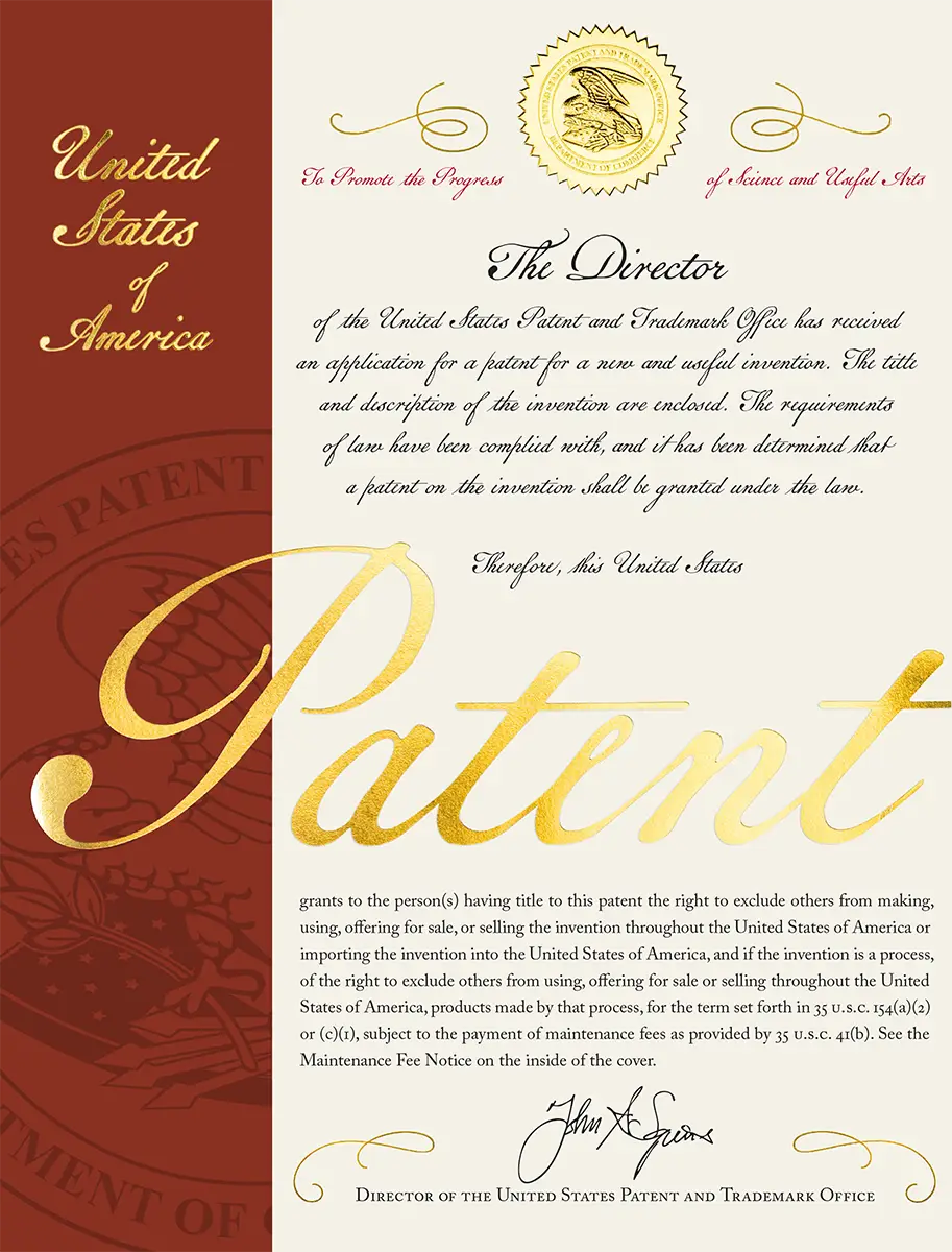 U.S. Patent Certificate for FITS, U.S. Pat. No. 12,511,617